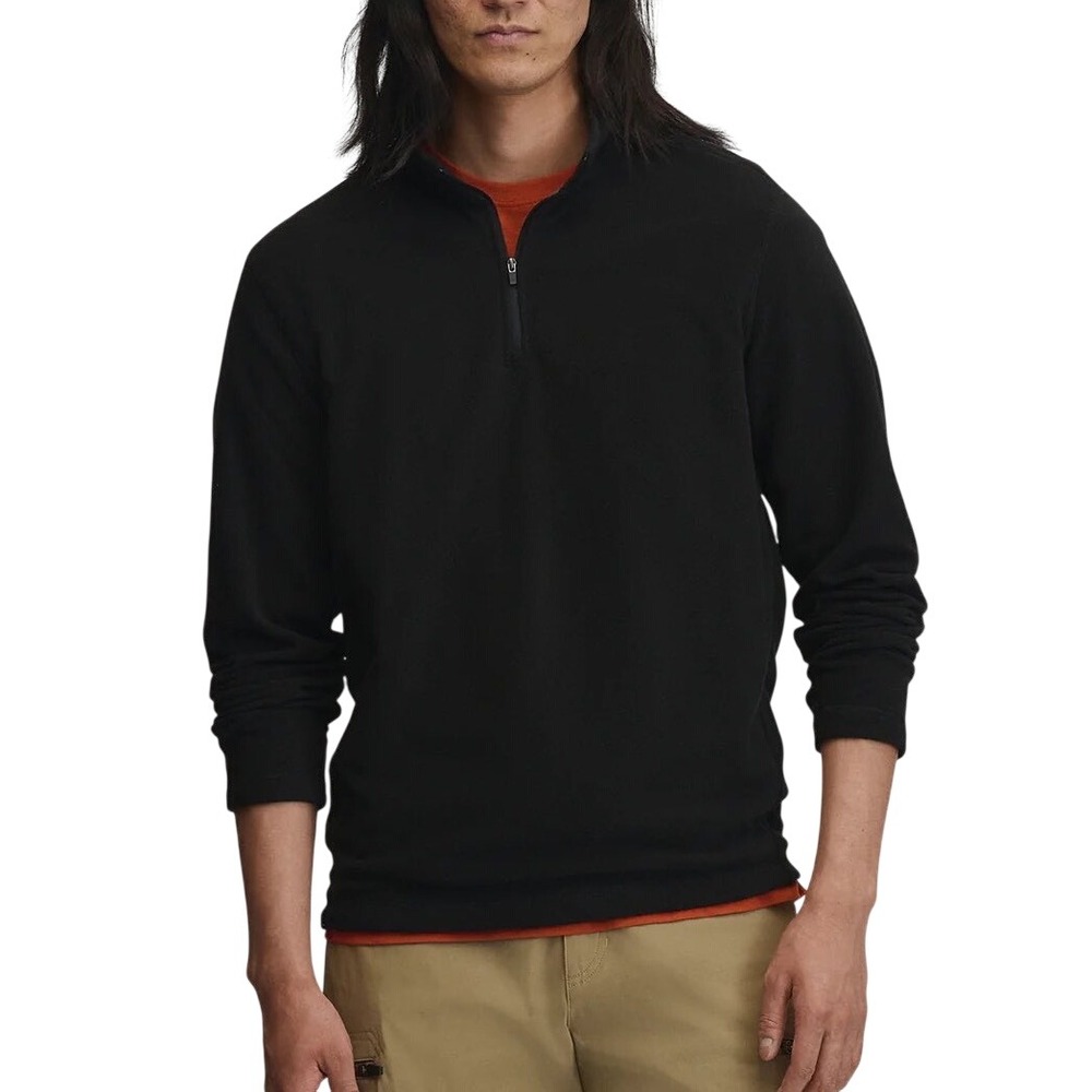Eddie Bauer Mens Black Quarter Zip Pullover Mock Neck Sweater EM32LK662D Size M